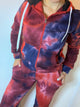 Two Piece Zip Up Tie Dye Crop Hoodies With High Waisted Solid Jogger Set