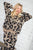 Leopard Sweater Knit Pullover Top With Hood Oversized