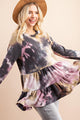 Curvy Plus Size Tie Dye with Crew Neck and Long Sleeves Knit (top only)